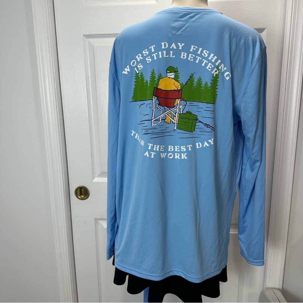 VAPOR APPAREL I’d rather be fishing BLUE long sleeve shirt 50+ sun protection L - Picture 4 of 12